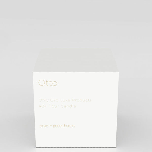 candle - otto - roses + green leaves