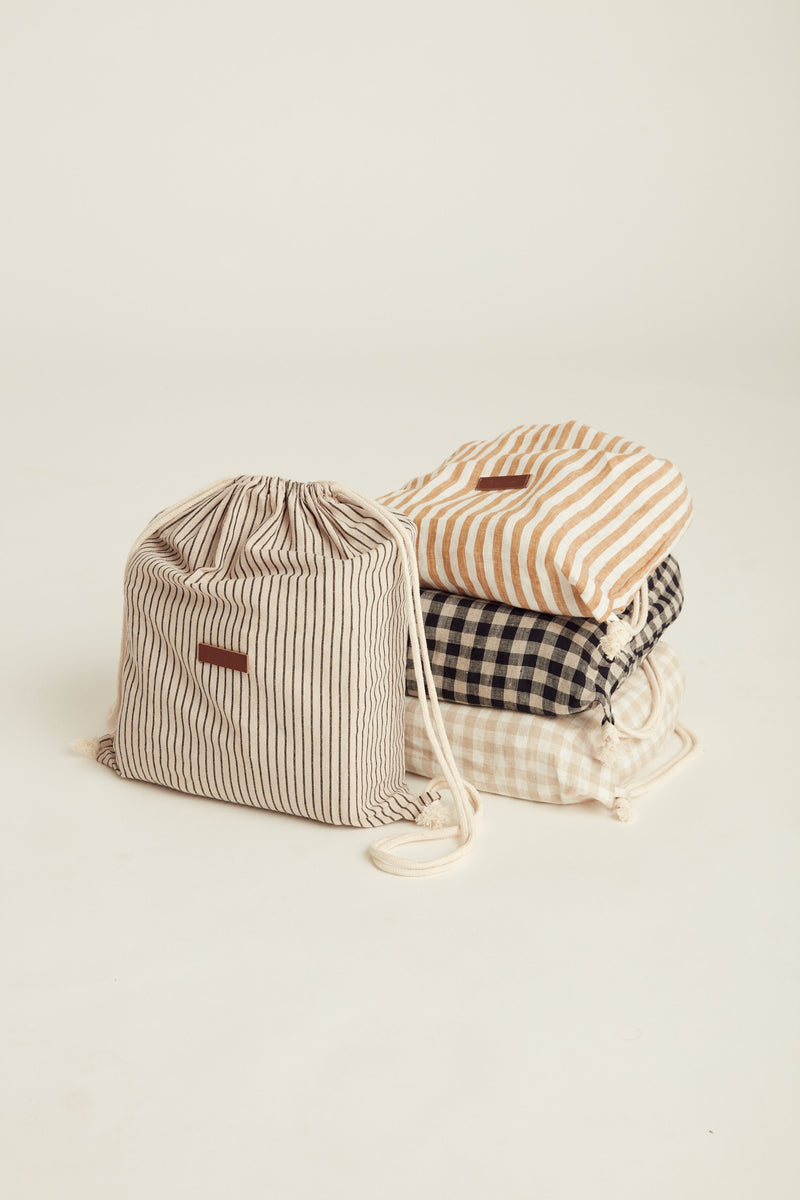 Linen Picnic Rug | Almond Gingham