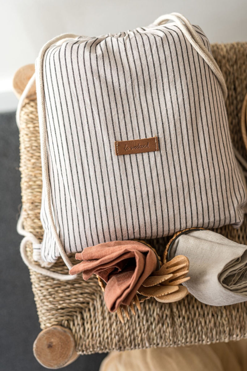 Linen Picnic Rug | French Pinstripe