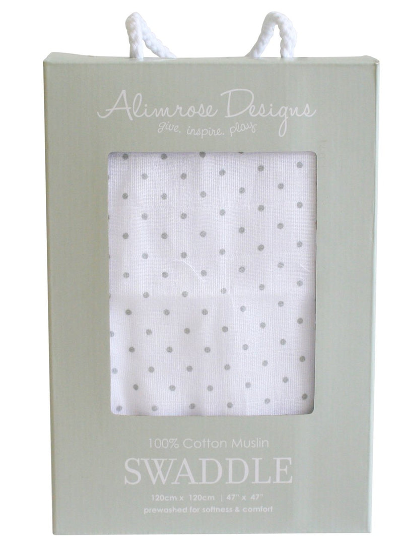 Alimrose Muslin Swaddle | Grey Spot