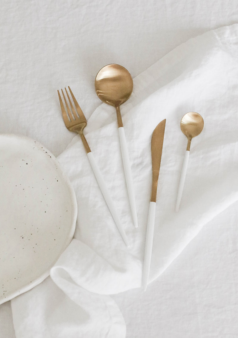 Kobe Cutlery Set Matte Gold & White