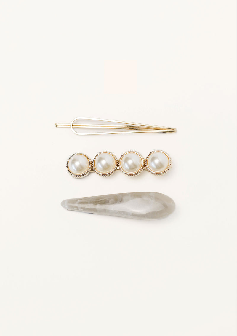 Odessa Hair Clip Set Grey