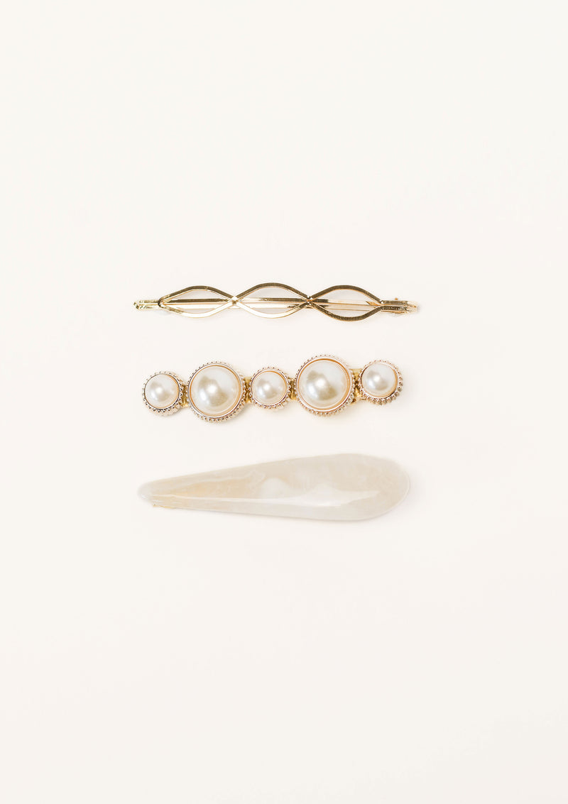Odessa Hair Clip Set Ivory