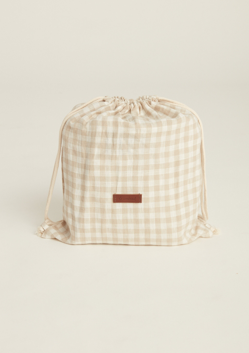 Linen Picnic Rug | Almond Gingham