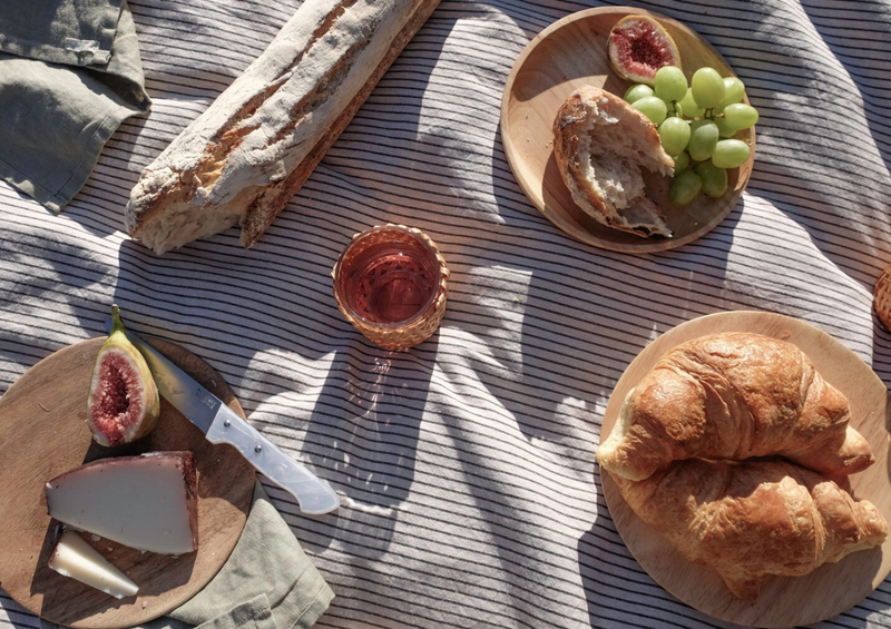 Linen Picnic Rug | French Pinstripe
